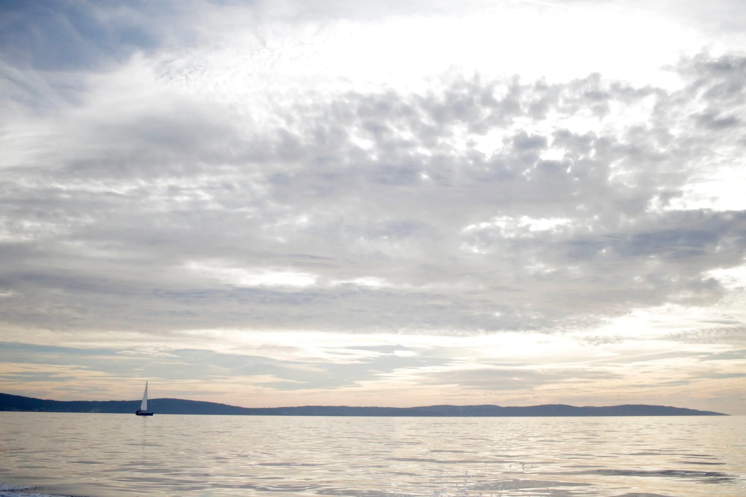 Sunset views of the Adriatic from a boat near split Croatia