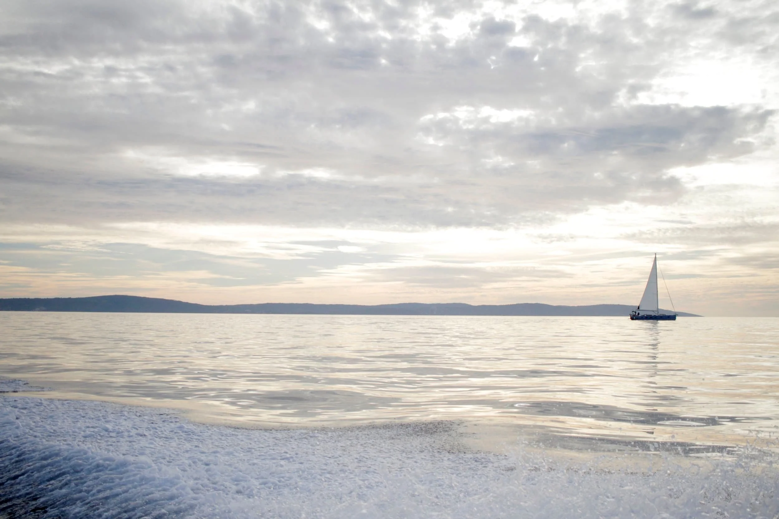Sunset views of the Adriatic from a boat near split Croatia
