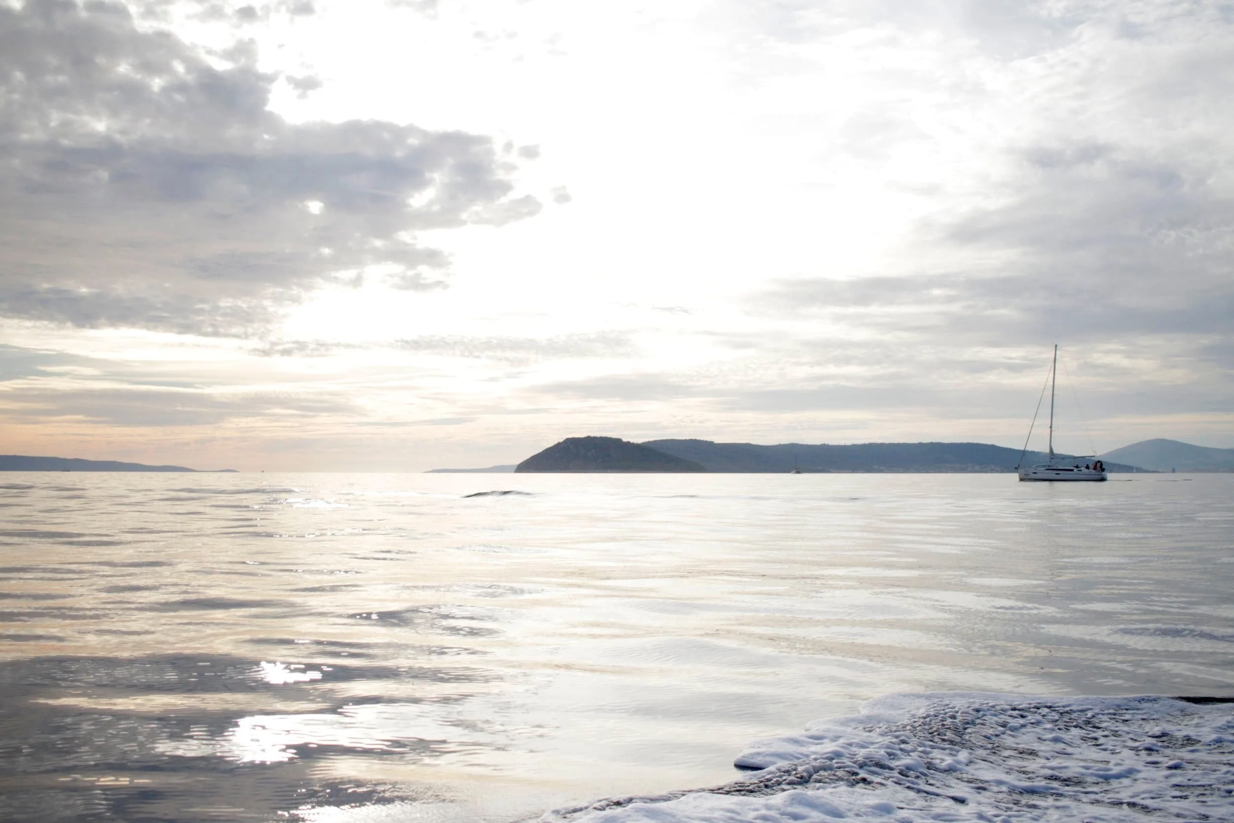 Sunset views of the Adriatic from a boat near split Croatia
