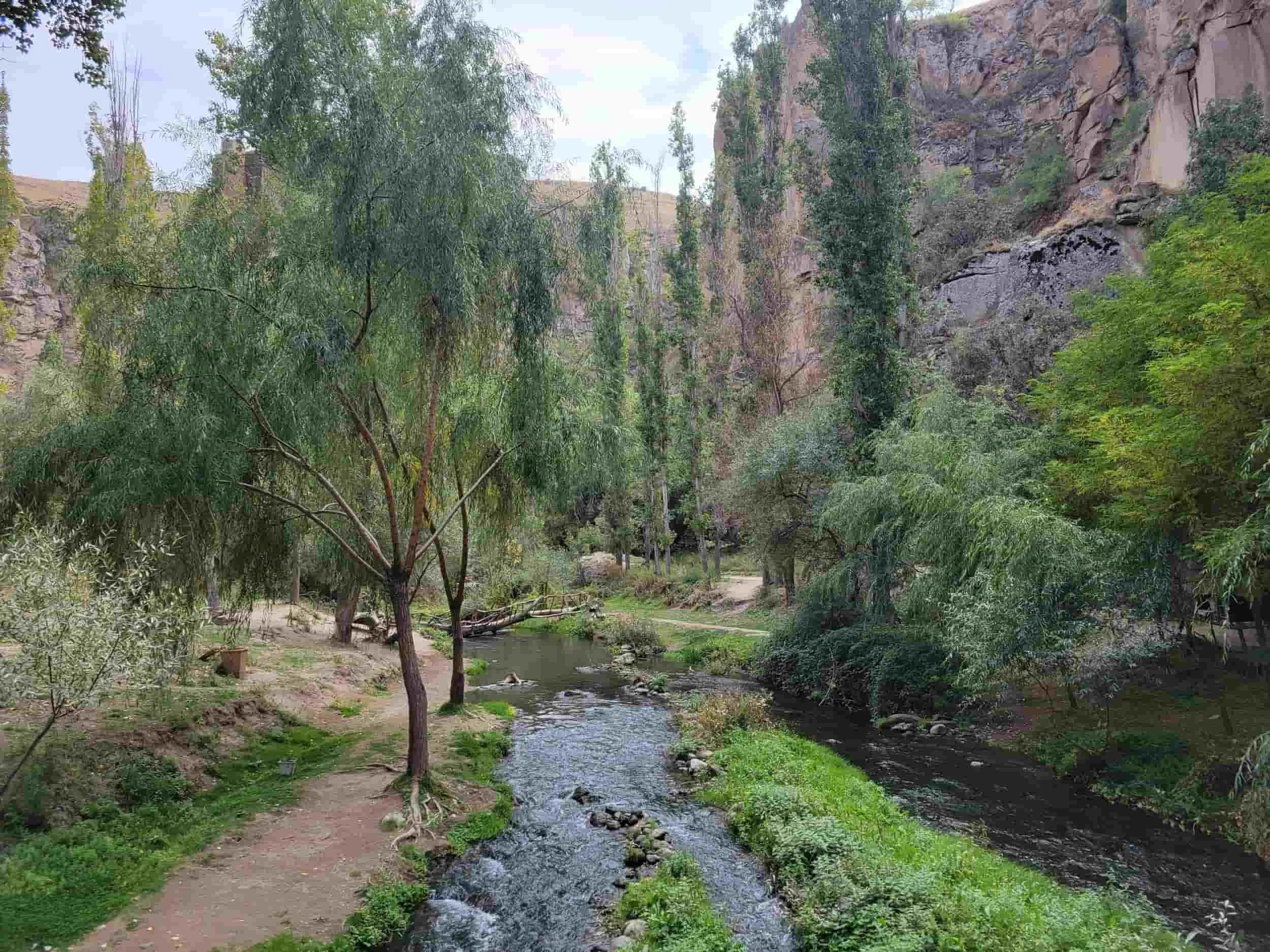 Views of river in Ihlara Valley, a deep canyon in Cappadocia, Turkey