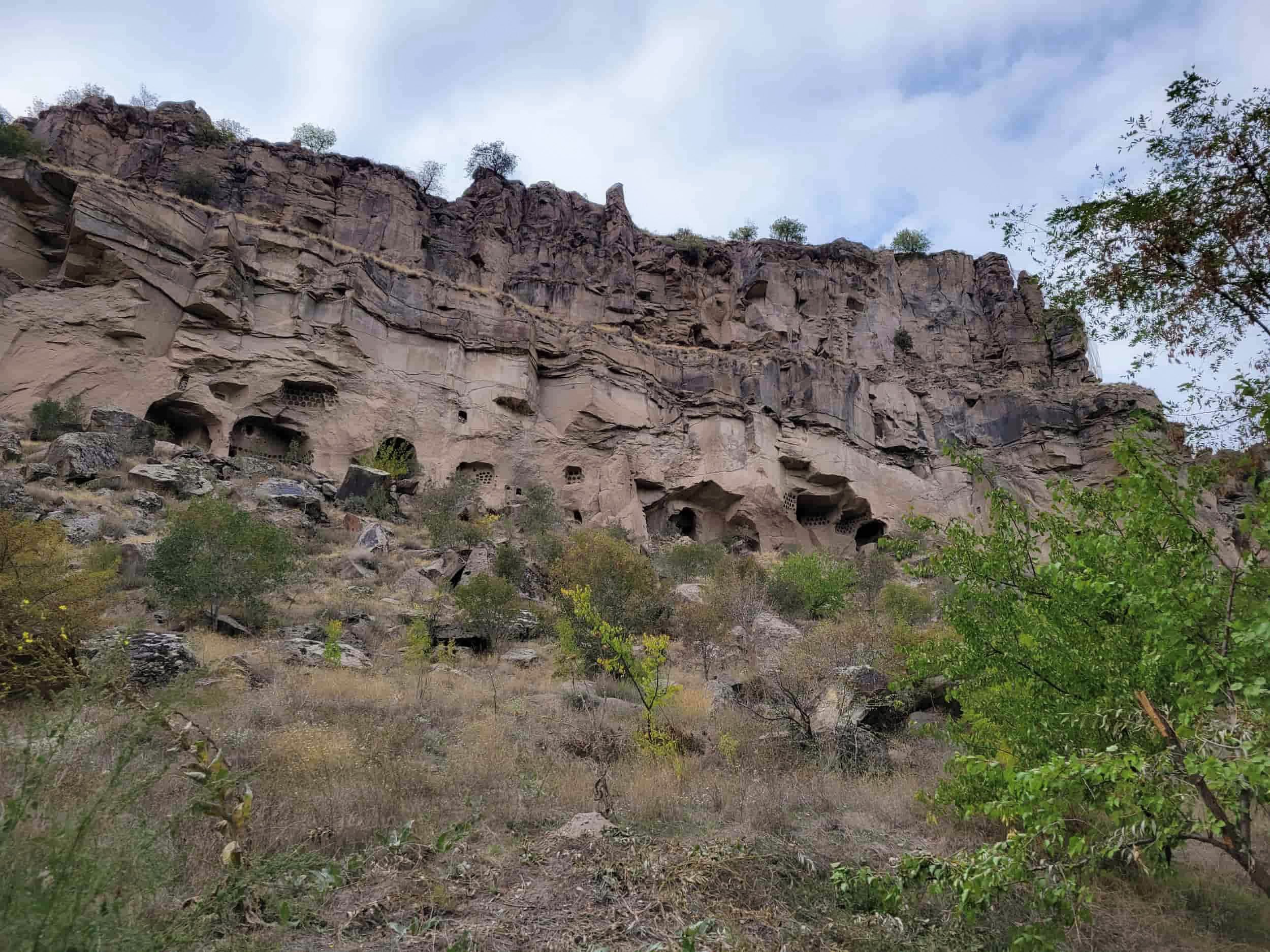 Views of Ihlara Valley, a deep canyon in Cappadocia, Turkey