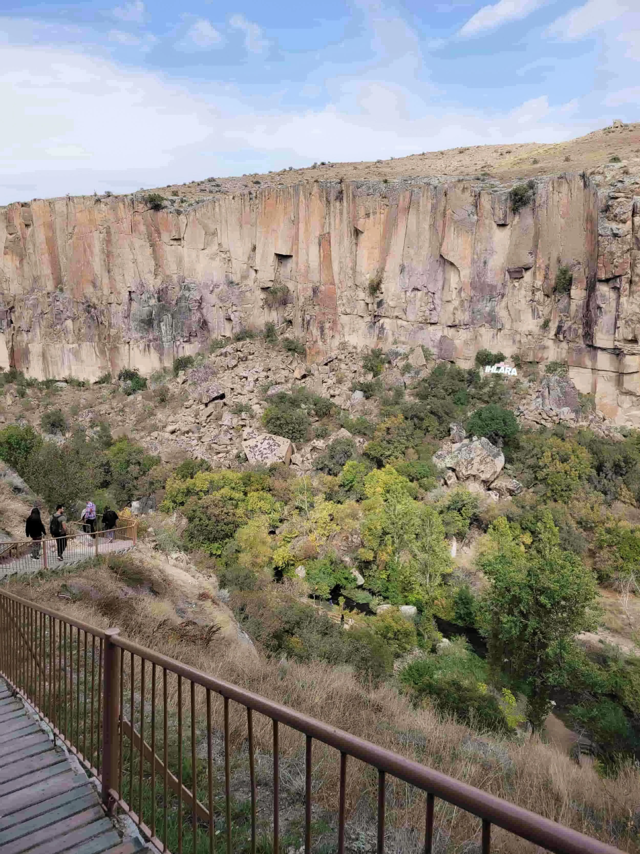 Views into Ihlara Valley, a deep canyon in Cappadocia, Turkey
