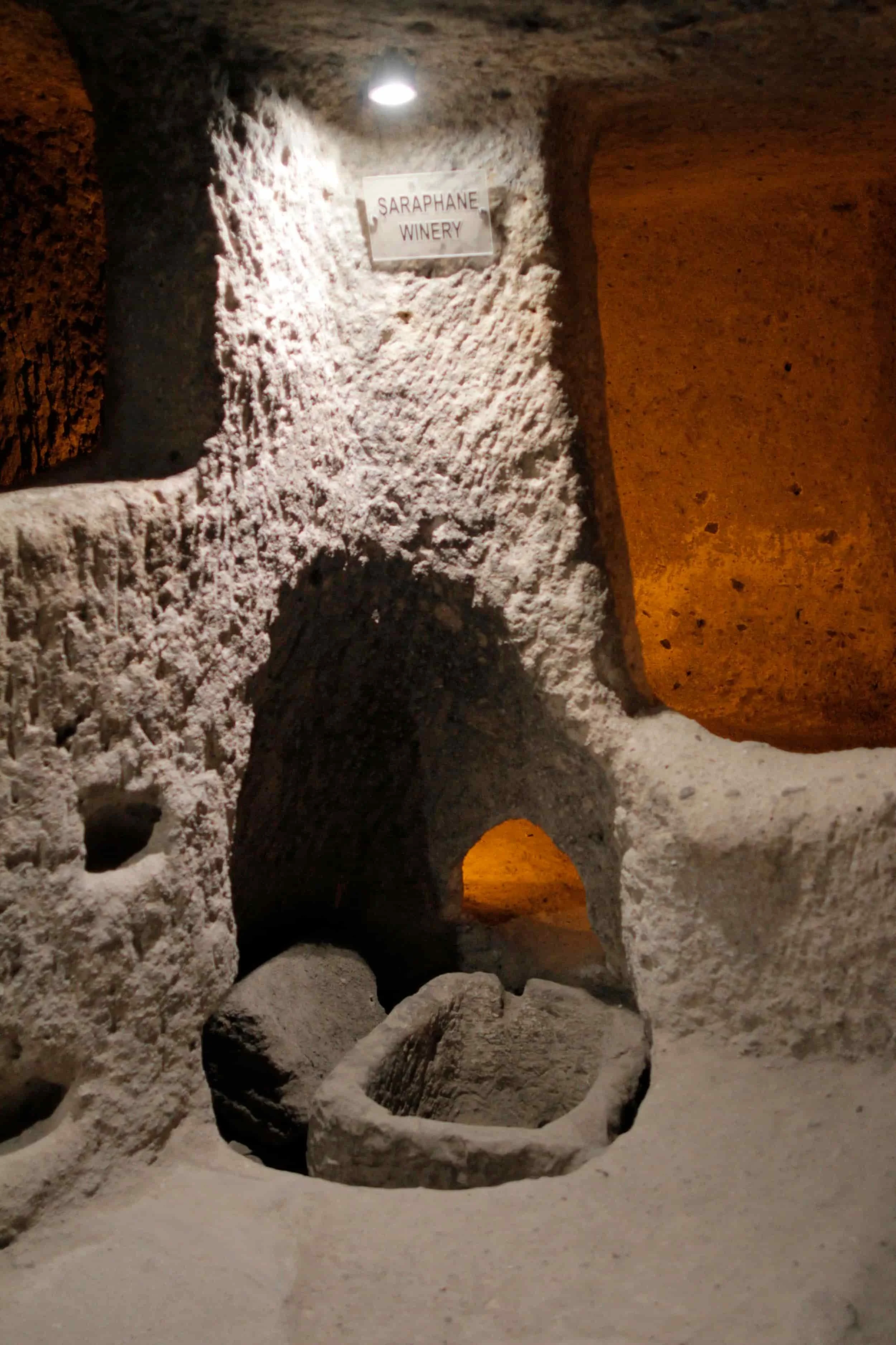 Stone passageways underground at Kaymaklı Underground City near Cappadocia Turkey