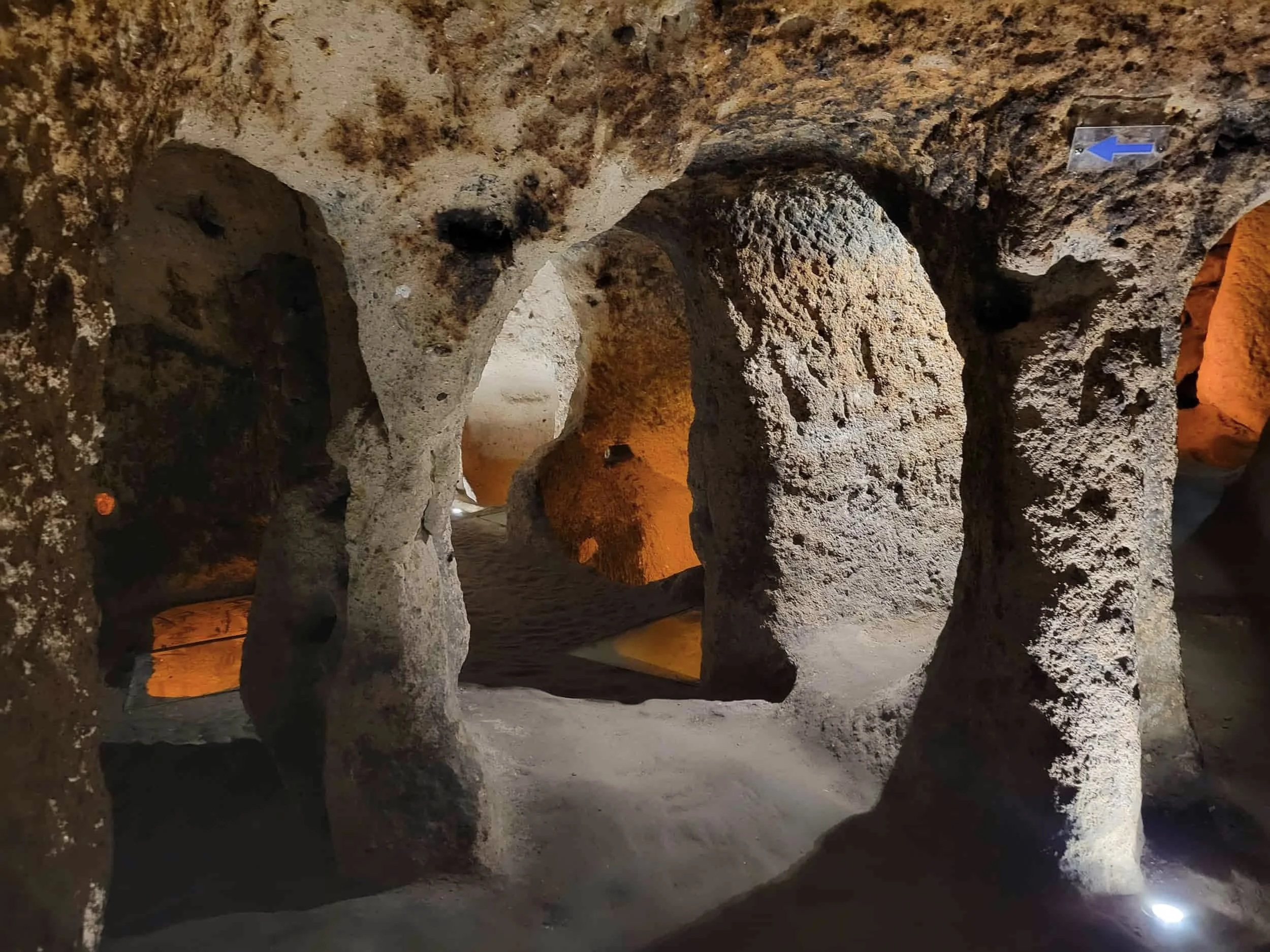 Stone passageways underground at Kaymaklı Underground City near Cappadocia Turkey