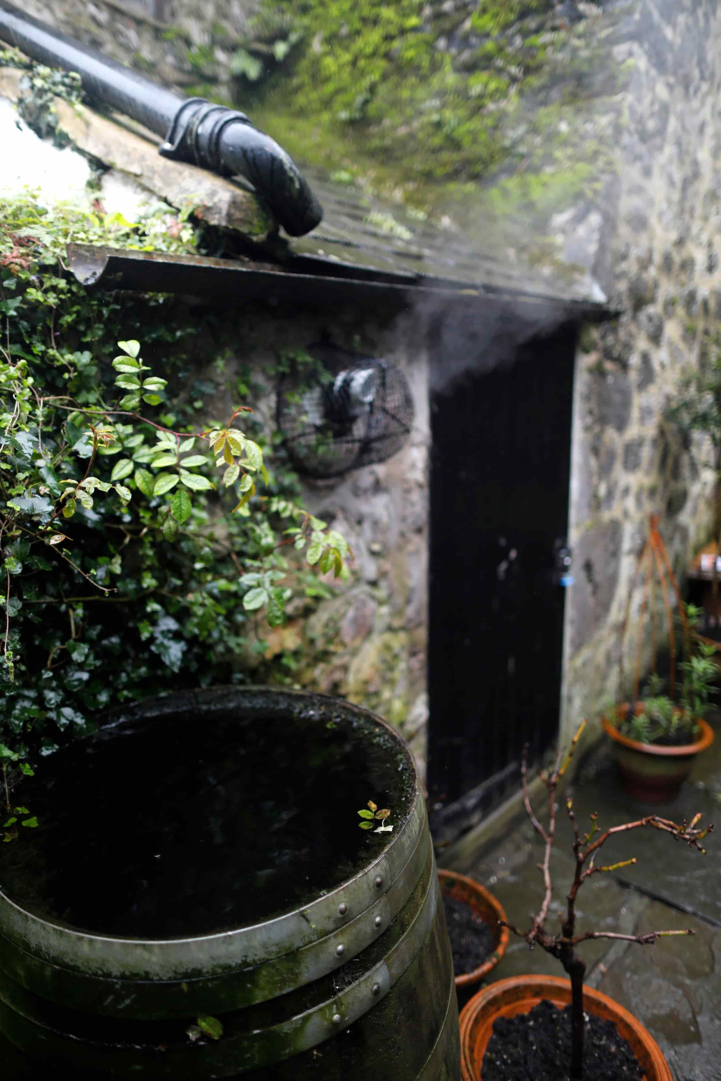 Views of the back patio at the Tudor Merchant's House in Tenby Wales