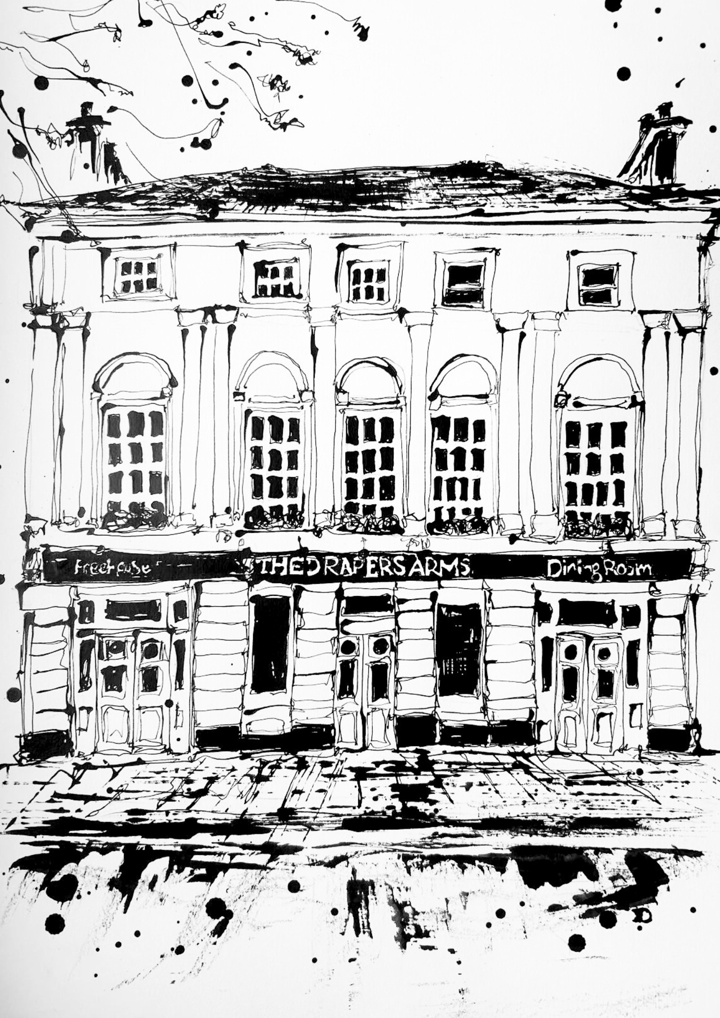 The Drapers Arms, Islington, London - Original Black ink, 30 x 40cm