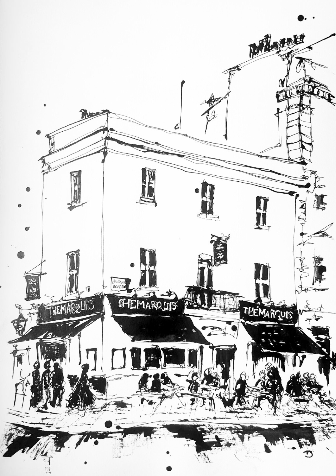The Marquis, Pimlico, London - Original Black Ink, 30 x 40cm