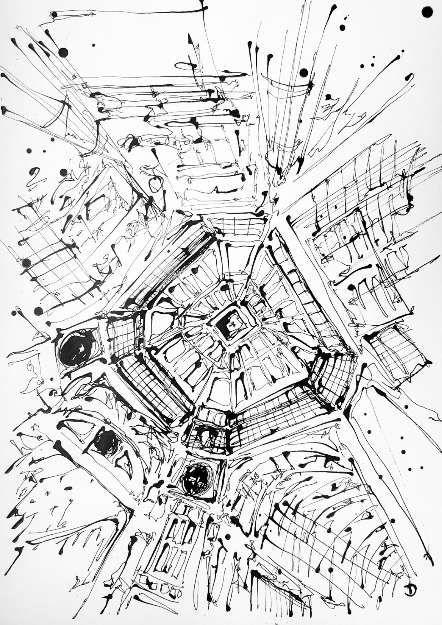 Leadenhall Market, London (Ceiling) - Original Black ink, 30 x 40cm
