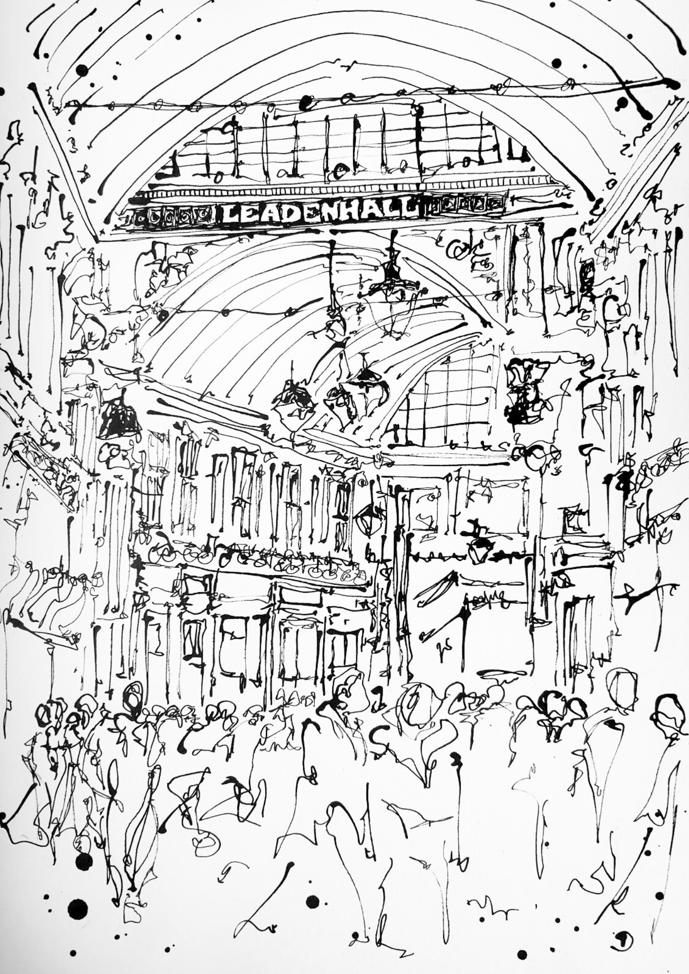 Leadenhall Market, London (Arches) - Original Black Ink, 30 x 40cm