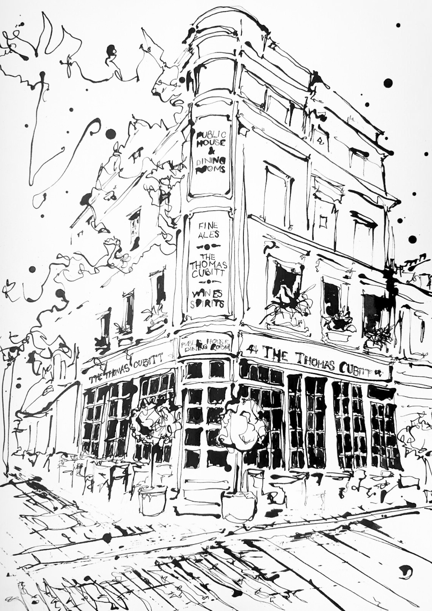 The Thomas Cubbitt, London - Original Black Ink, 30 x 40cm