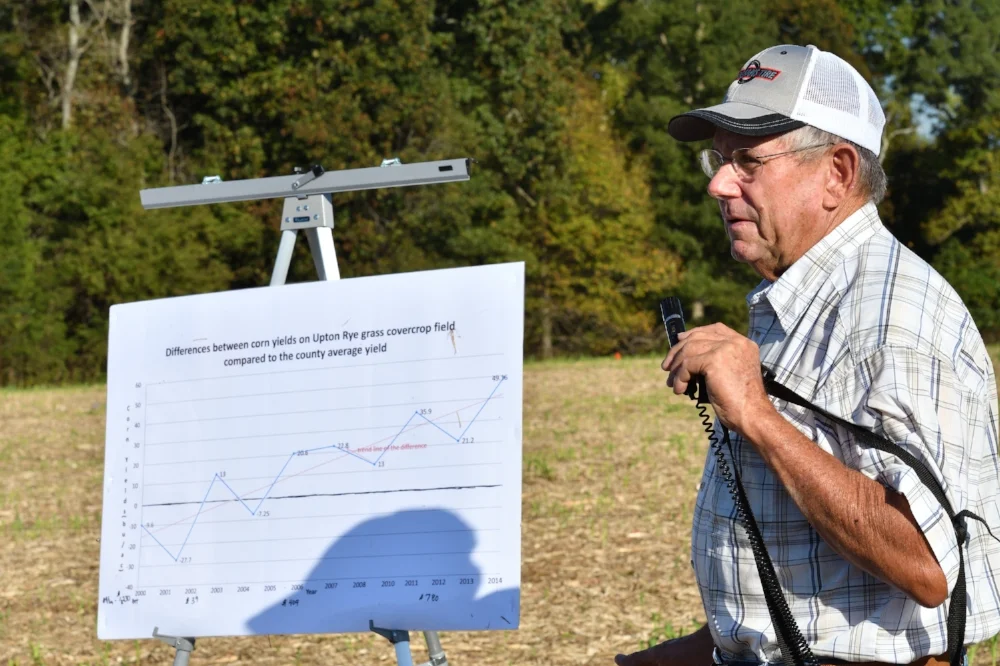 Junior Upton, of Dubois County, Illinois, has several years of experience with using annual ryegrass for improved corn yields. Photo by Farm Scholar, LLC.