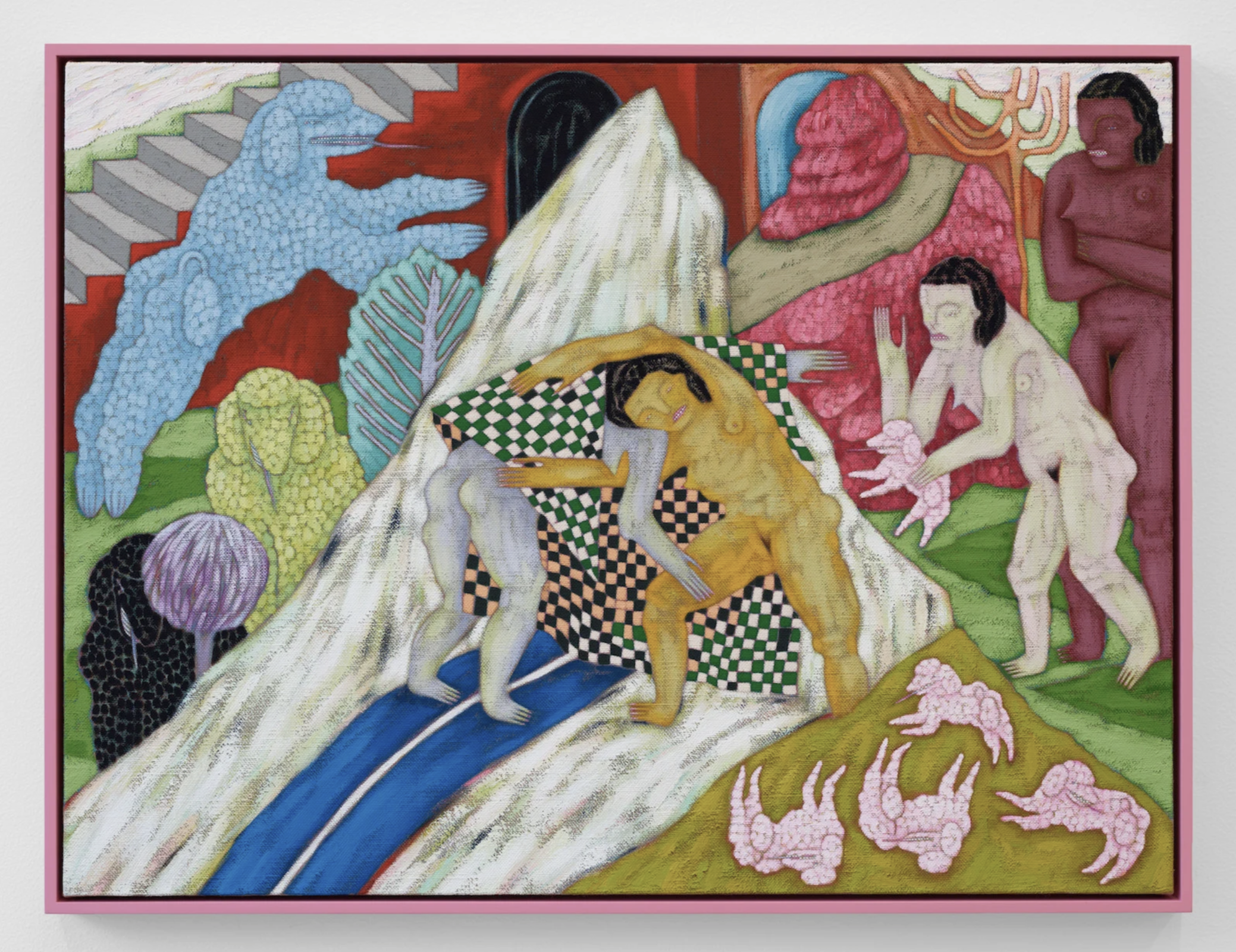   Distant Views , 2024, acrylic and water soluble crayon on unprimed linen, 24 × 32 inches 