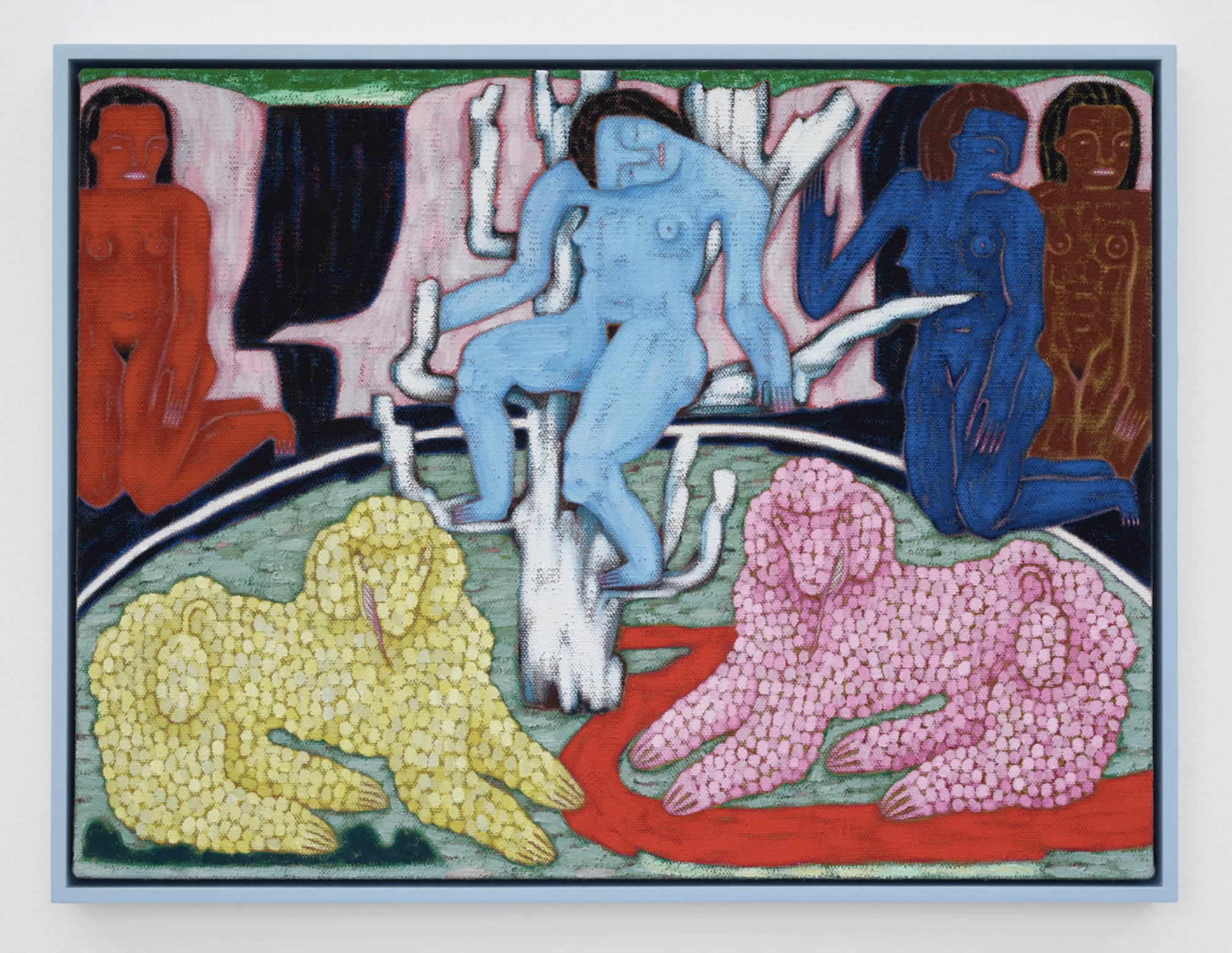   Tough Age , 2024, acrylic and water soluble crayon on unprimed linen, 18 × 24 inches  