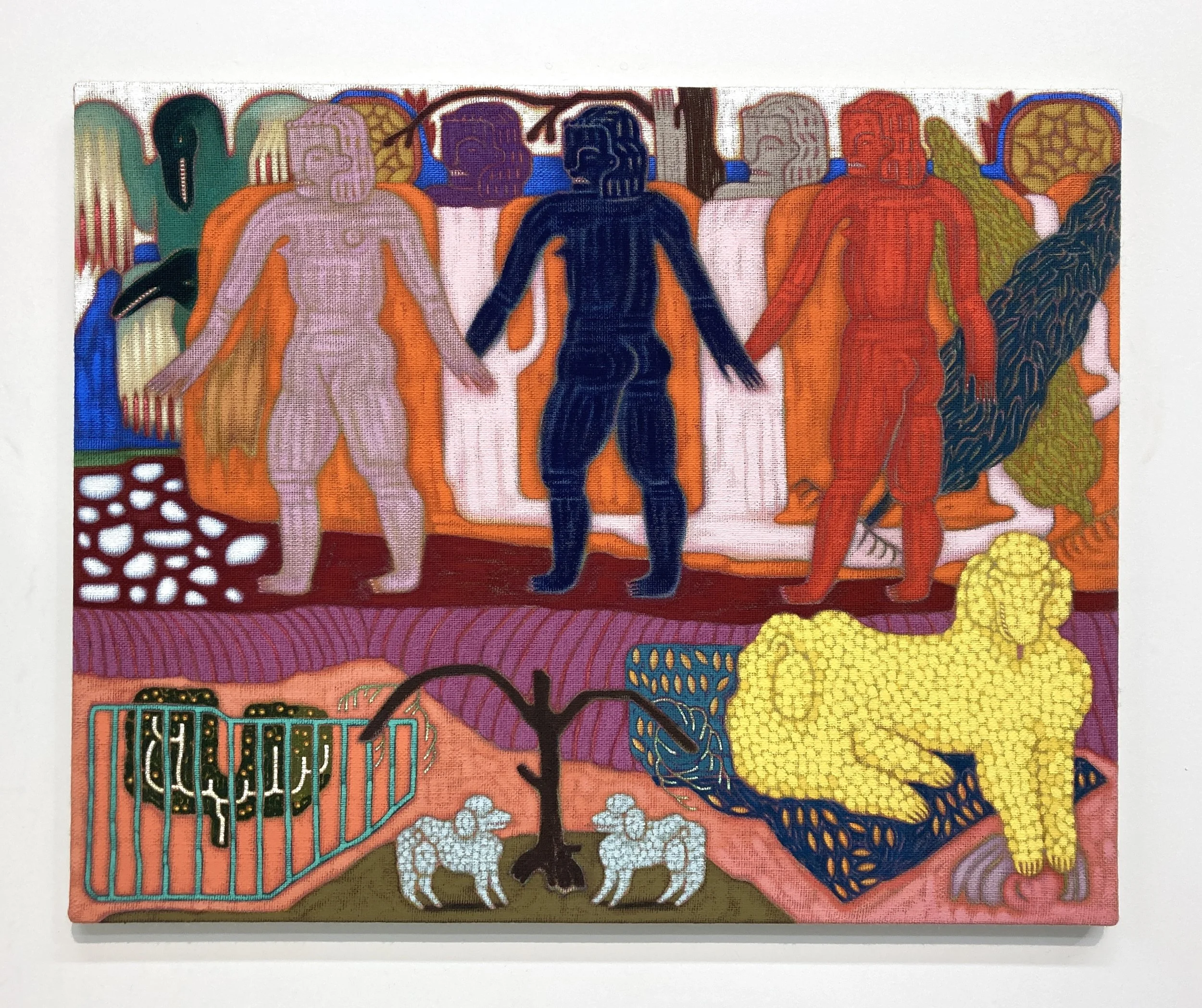   Isolated Showers , 2022, acrylic and water soluble crayon on unprimed linen, 24 × 30 inches 