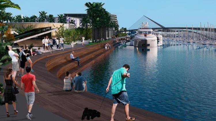Sunroad's proposal for Harbor Island East redevelopment illustrates the new feeling and amenities planned. (Sunroad Enterprises)