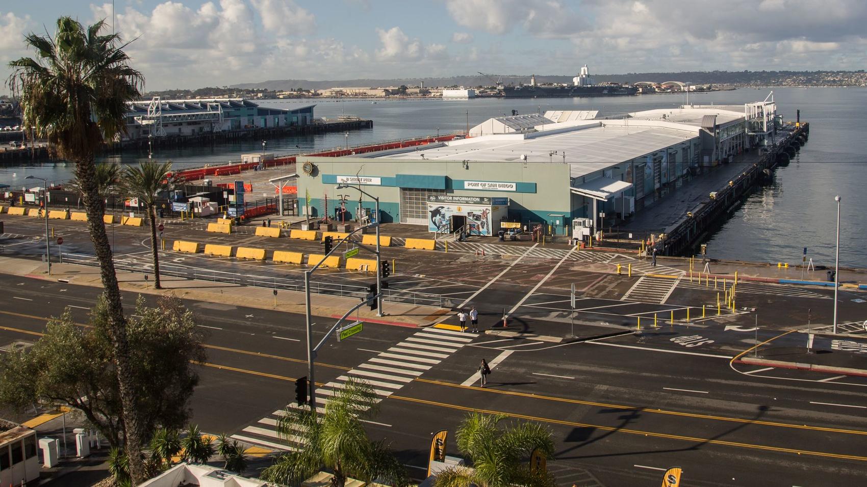 B Street Pier is the location of the cruise ship terminal, a former warehouse. (Tony Webster/SD Unified Port District)