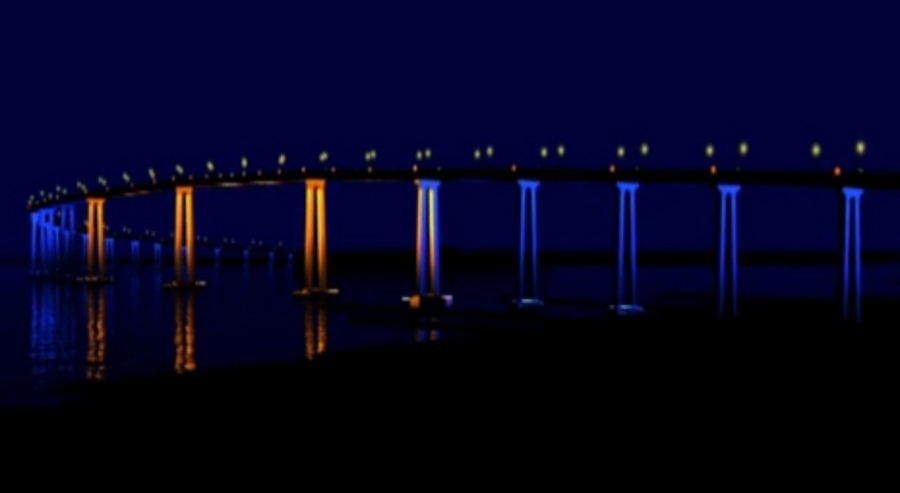 The San Diego-Coronado Bridge lighting program would cost about $8 million. (San Diego Unified Port District)