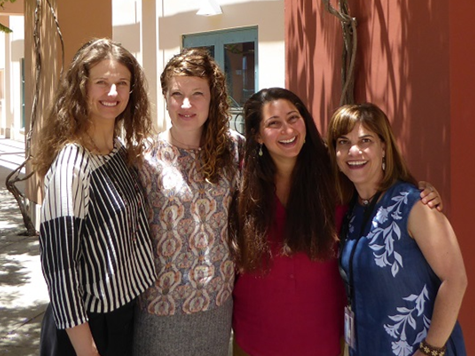 (Left to right) Rachelle Haddock, Liska Richer, and Caroline Savage with Elke Schreiner at the 2017 California Higher Education Sustainability Conference at the University of California, Santa Barbara