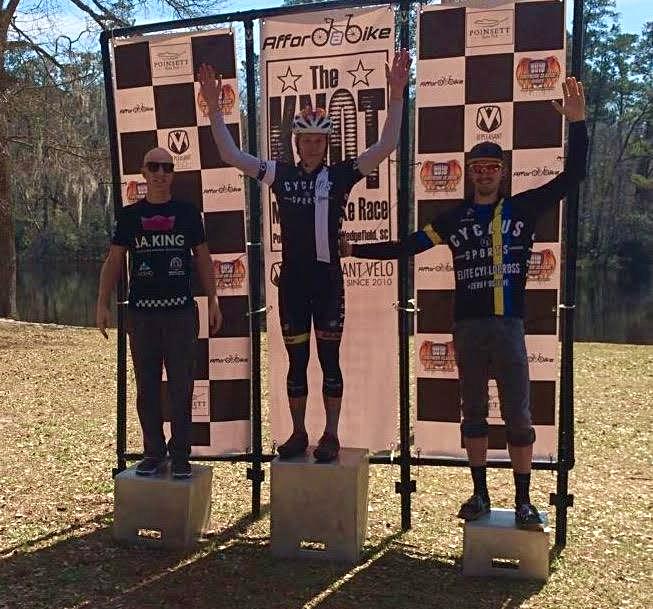 Seth Kemp and Merv Davis of Cycle-Smart team Cyclus Sports Finish in 1st and 3rd Respectively at The Knot MTB Race. Photo: Jacob Fetty.
