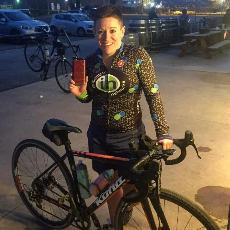Esther Thais finishes the Native Lands Classic 130mi event. 