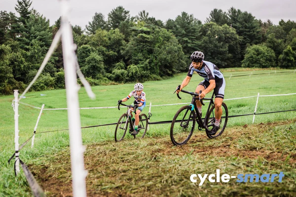 Michael van den Ham coaches a young rider at Massachusetts 'Cross Camp. Photo Janice Checchio.