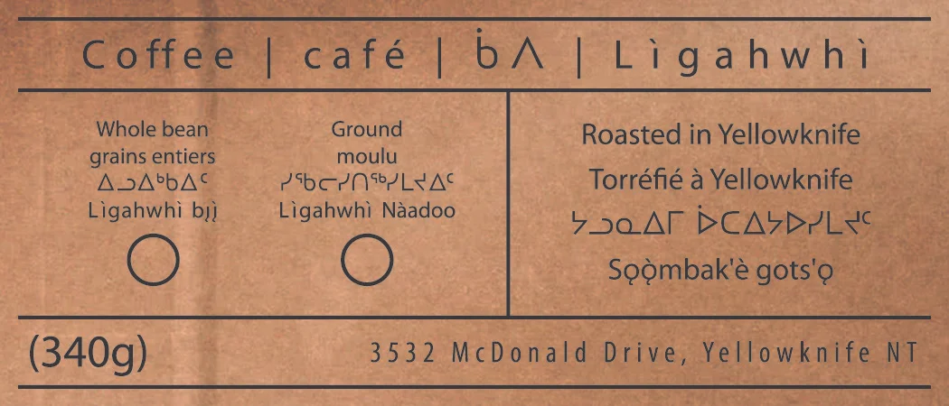 Barren Ground Coffee includes Indigenous language labelling on bags
