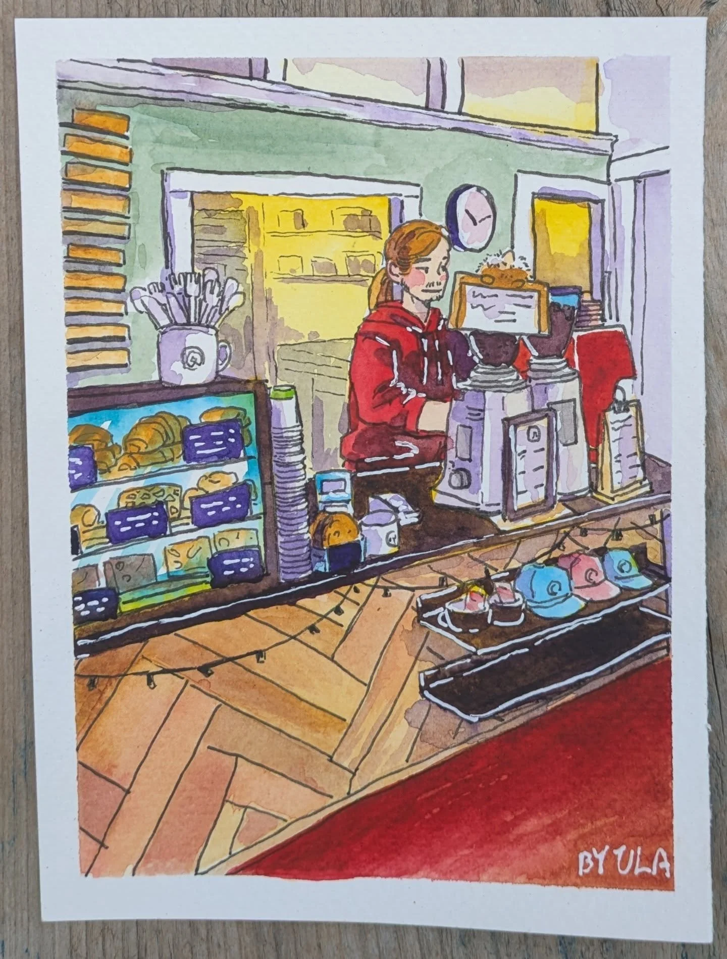 This watercolour of Barren Ground Coffee by @ula2024 , who spent some time in Yellowknife and captured the energy of our caf&eacute;.

We believe coffee shops are more than places to grab a drink, they&rsquo;re part of the arts, culture, and communit