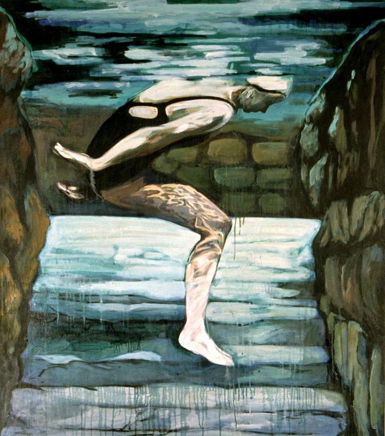 Swimmer on Stairs | 1994 | oil on canvas | 48 x 42"