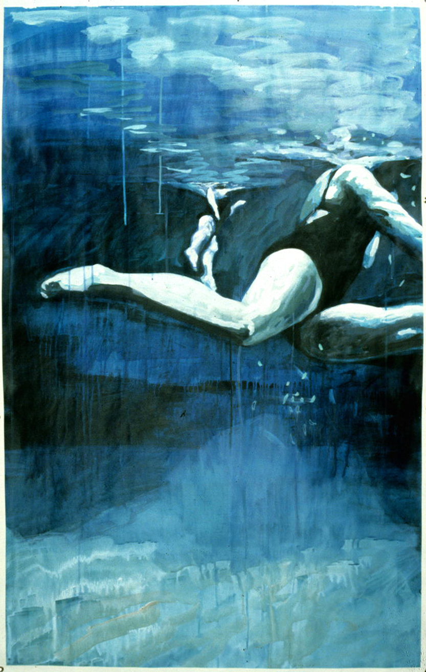 Two Swimmers 1 | 1994 | acrylic on paper | 72" x 36" |