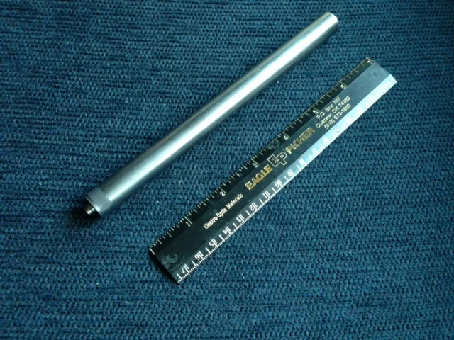 This is one of the many dozens of beryllium rollers used in the Hexagon film path. They were 7.1 inches long and the film was 6.6 inches wide. Small roller bearings were attached at each end of the roller. The rollers were hollow and extremely light. 