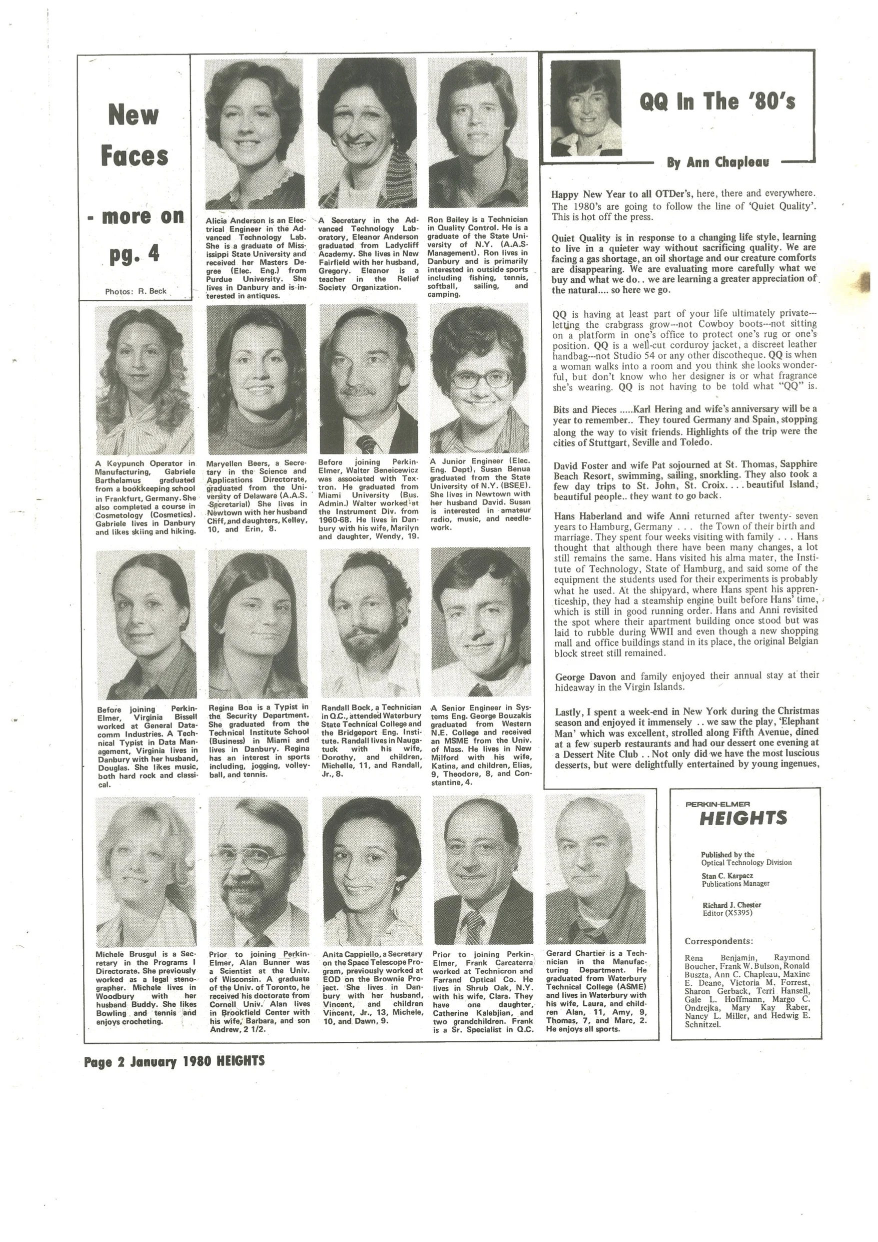 PerkinElmer Heights Newspaper of January, 1980 — Hexagon KH9