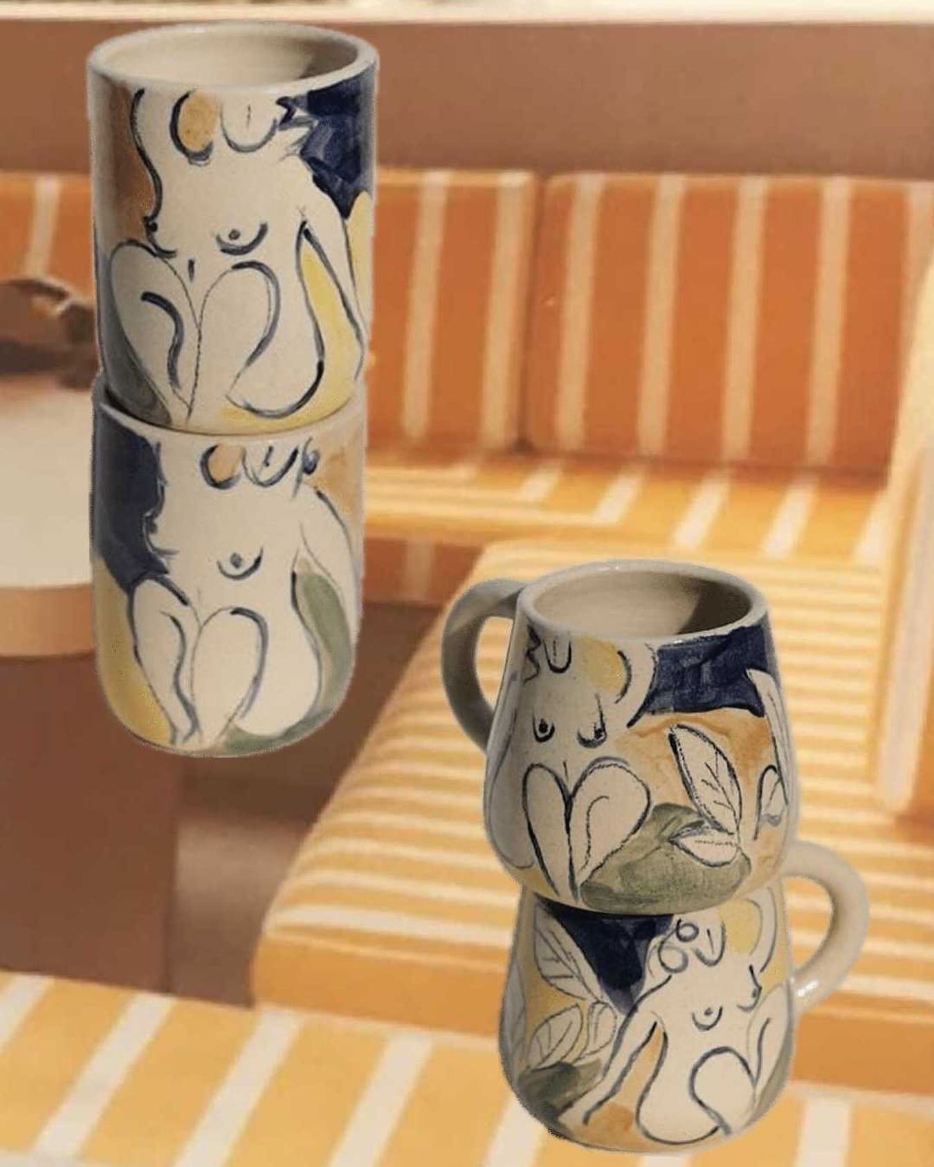 Croisette Cup and Mug now available. Link in bio. #ceramics #pottery #homegoods #homedecor #interior #interiordesign #home #drinkware #handmade #handpainted #wheelthrown #mugs #heaceramics #frenchriviera #riviera
