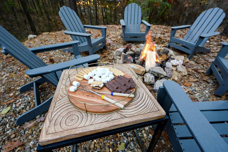 Rustic Treehouse Cabin | S'mores by the Fire Pit