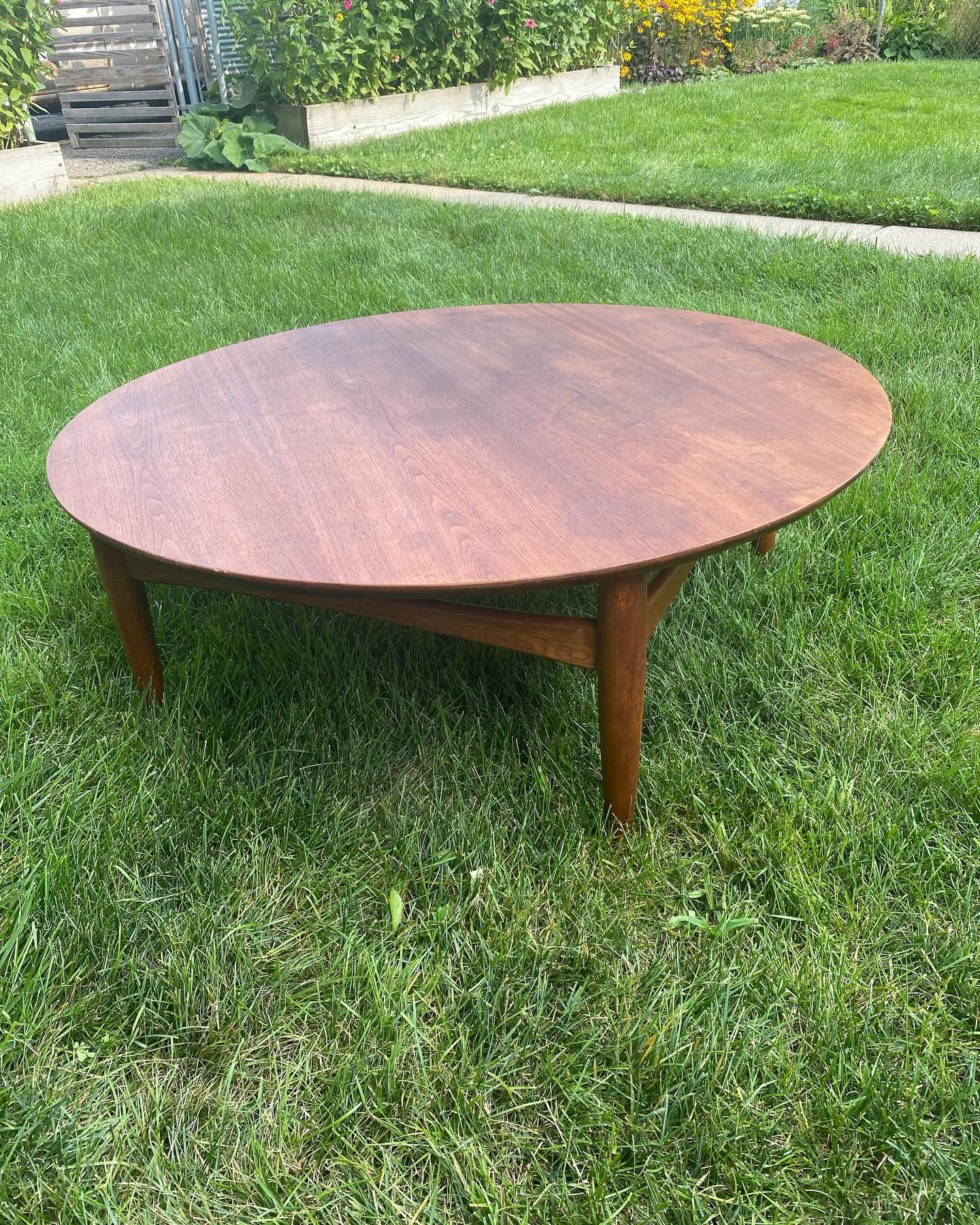 I recently found a vintage Mid-Century-Modern coffee table in pretty rough shape. After some sanding, a light stain and a coat of poly it was looking real fine again. It&rsquo;s a genuine article with the tell tale signs of a MCM piece - tapered legs