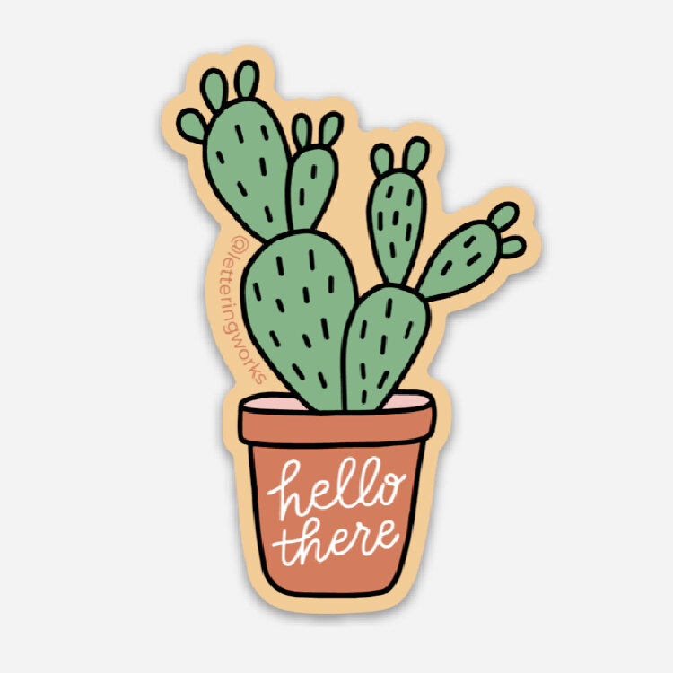 Hello There Succulent Sticker — Lettering Works