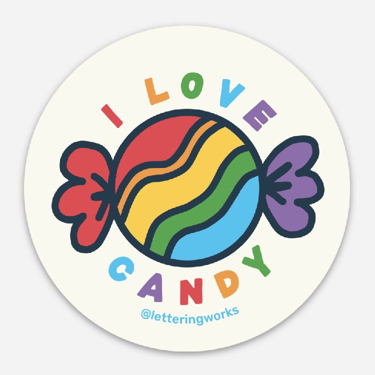 I Love Candy Sticker — Lettering Works