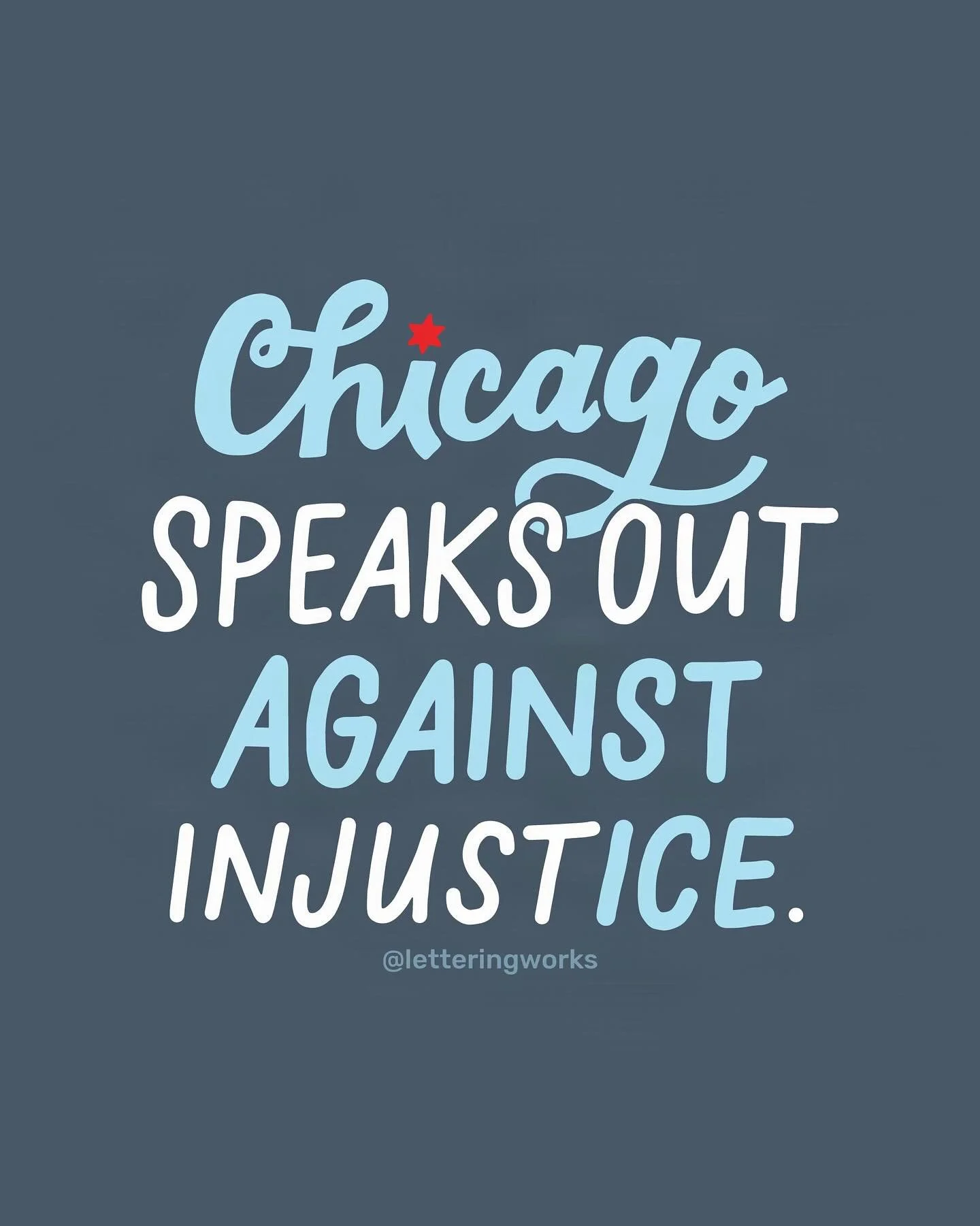 ILY Chicago ❤️🤍💙
.
.
.
Art to represent Chicago&rsquo;s feelings this #nokingsday by Chicago lettering artist @letteringworks 🫶
#chicagoprotest #handsoffchicago #chicagoartist