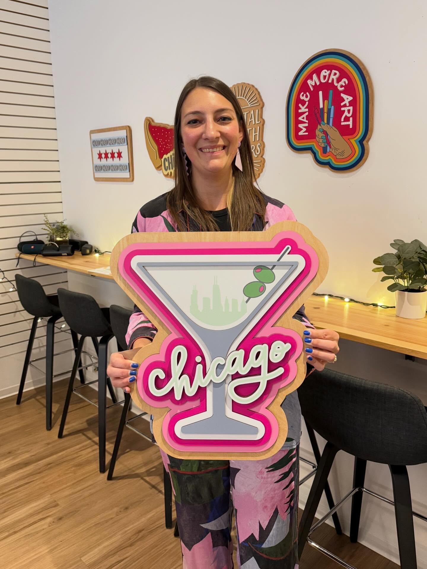 It&rsquo;s week six of Sunday Signs - a little series where I&rsquo;ll share one of my new wooden signs that is part of my art show at @logansquarepilatesandcore.

Up sixth, we have the Chicago Martini! This design came from a sticker collection coll