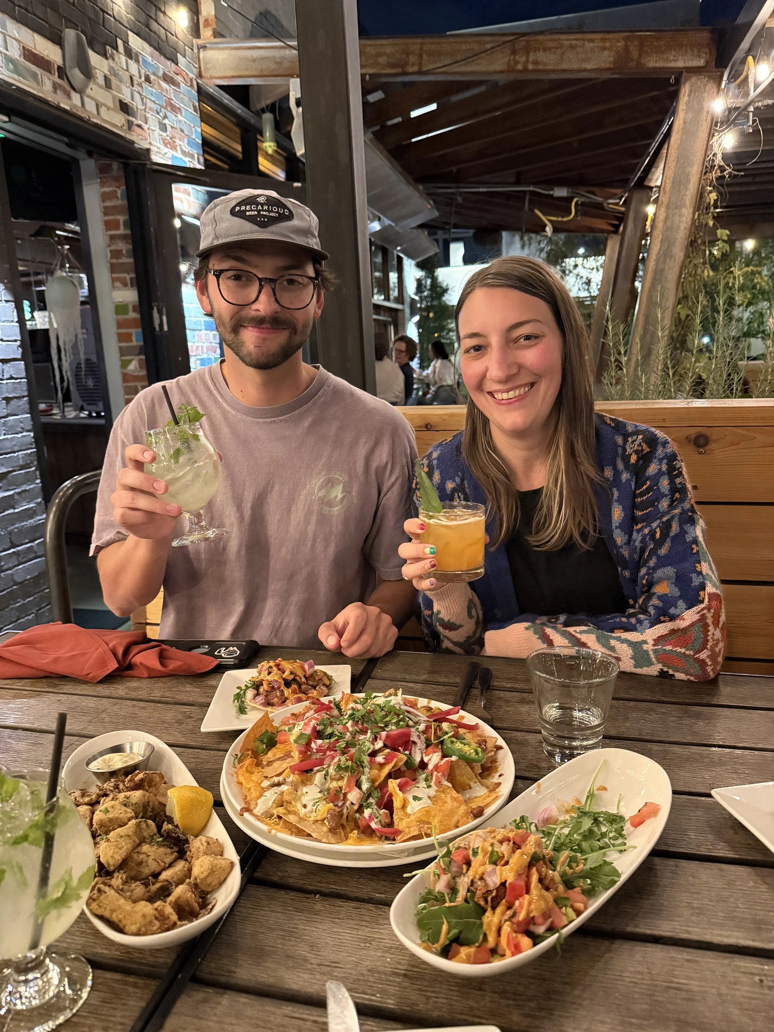 Chelsie and Austin enjoy a meal together in Denver