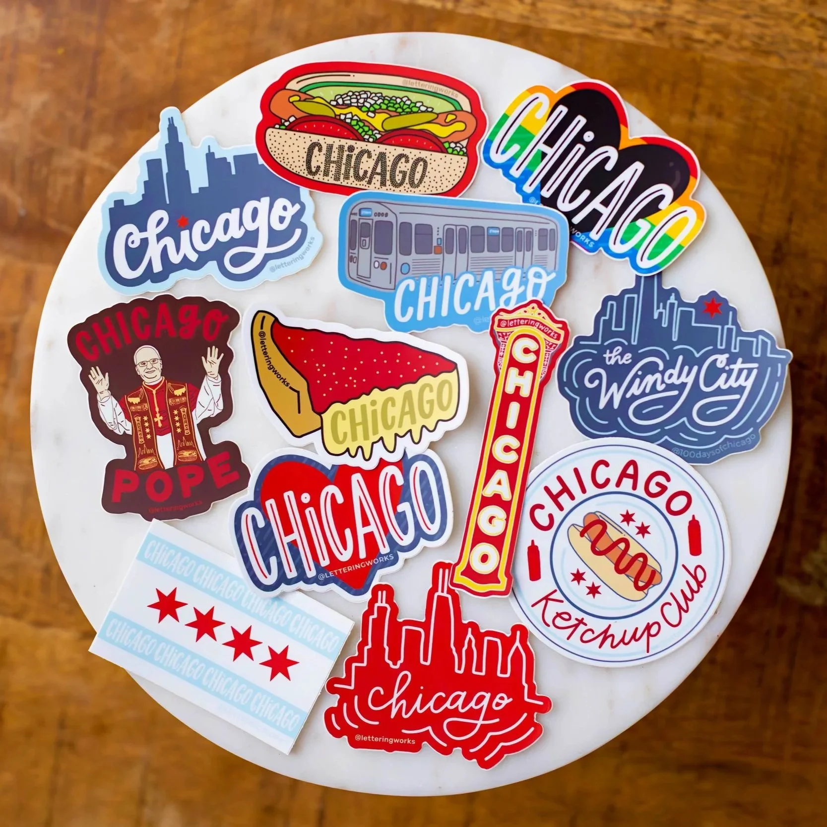 Chicago Souvenir Stickers by Lettering Works