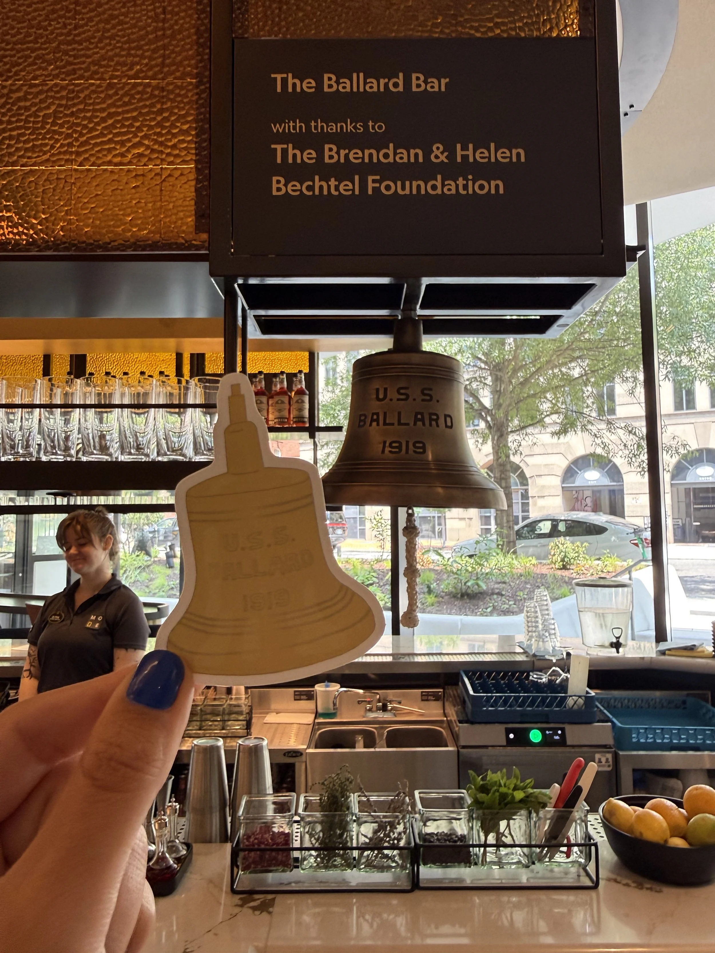 Custom Ballard Bell sticker at the MOE