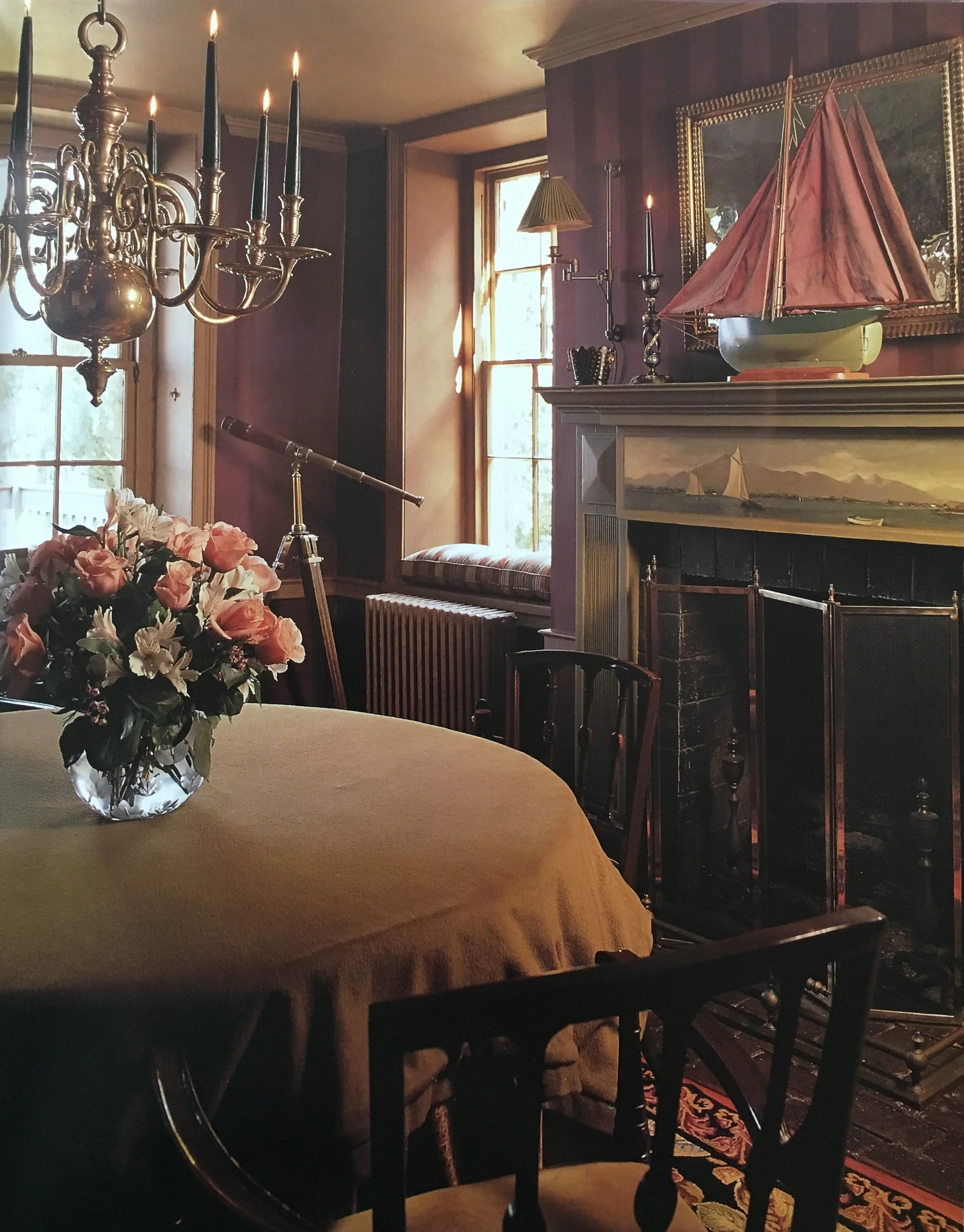 Glazed Stripe Walls and Mantel Mural. Hudson Valley, NY