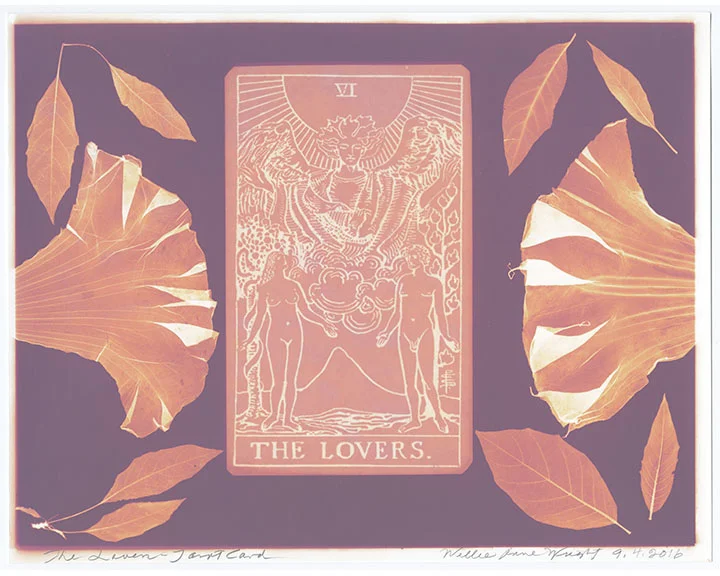Willie Anne Wright , "The Lovers" from Channeling the Tarot , 2016. Lumen print. Image courtesy of the artist and Candela Gallery , Richmond.