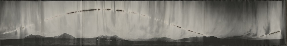   Chris McCaw ,  Cirkut #6 (Mostly cloudy Galbraith Lake, Alaska, within the Arctic Circle, 28 hours),  2015   Unique Gelatin Silver Paper Negative, 10 x 60 &nbsp;inches  Image courtesy of Candela Books and Gallery 