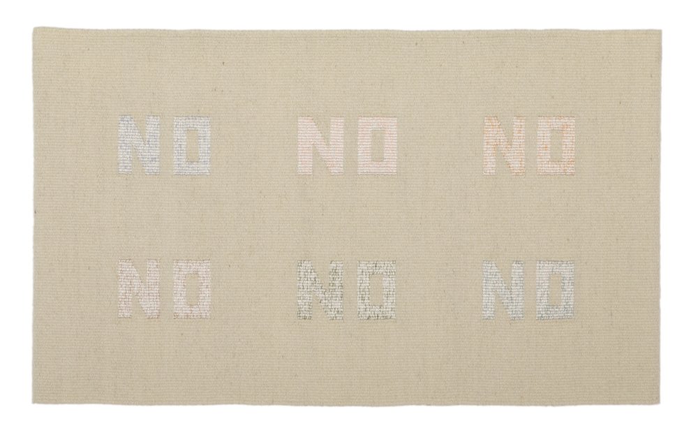  Susan Iverson,  Whites on White , 2013  wool, silk and cotton on linen warp  21.5” x 36”       
