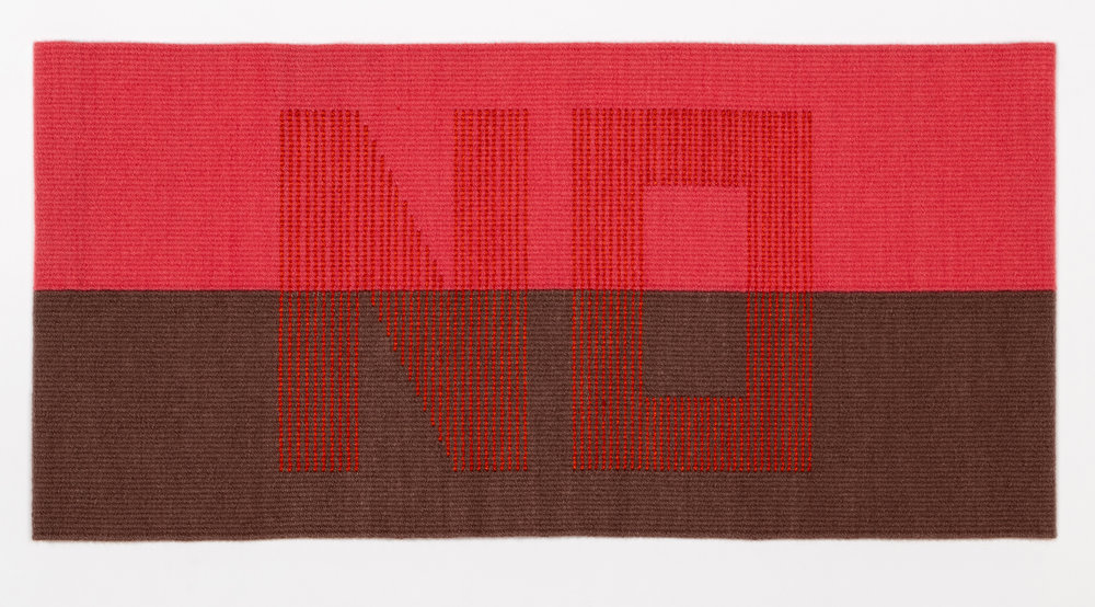  Susan Iverson,  The Color of NO - Orange on Peach and Lt. Brown,  2018  Wool, silk  16” x 33.5”  