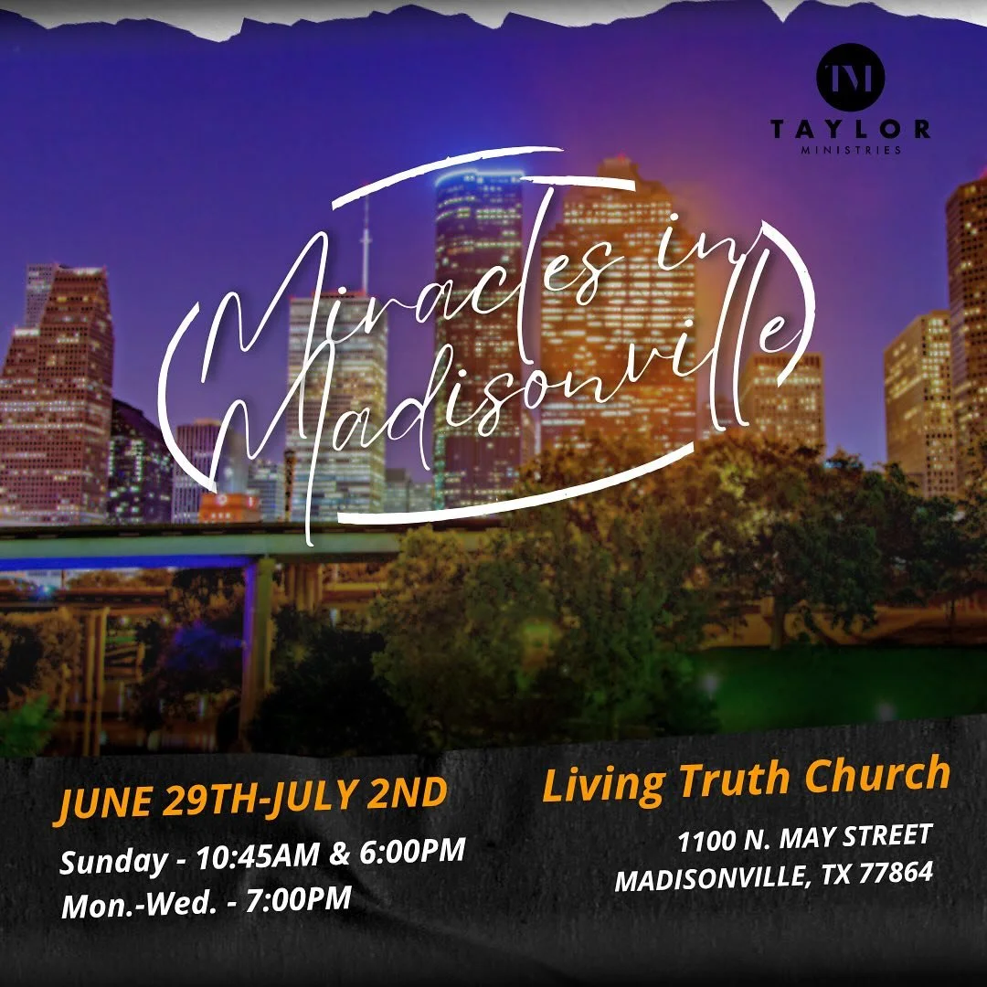 Hey guys! Brother Jeff will be back with Living Truth Church in Madisonville, TX June 29th - July 2nd. If you are in the area, come get your miracle! It&rsquo;s going to be good! #revival #comegetyourmiracle