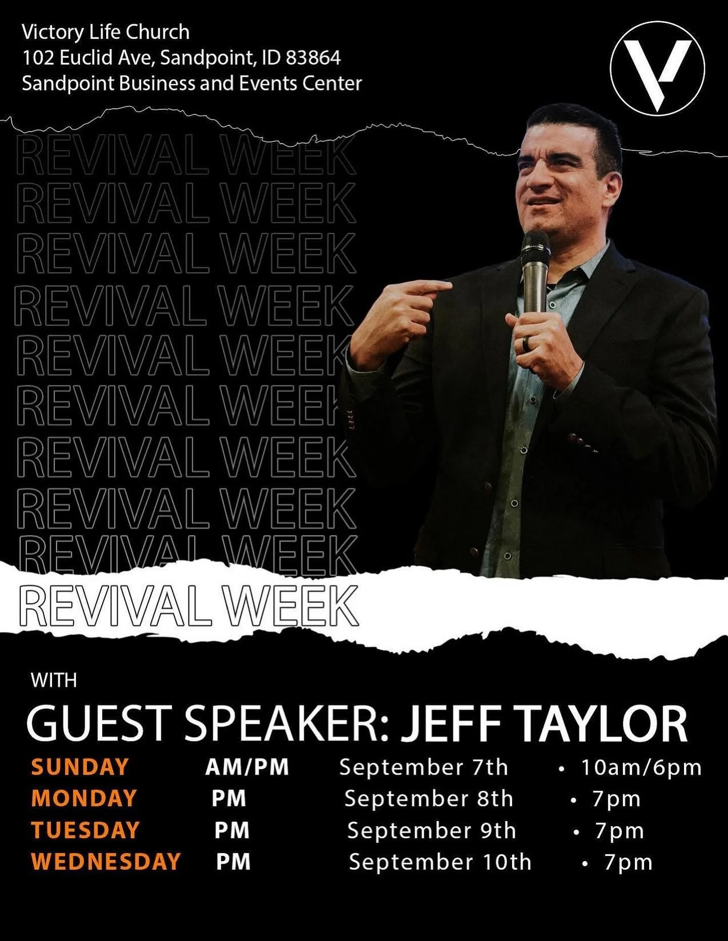 Join Brother Jeff on September 7th-10th at Victory Life Church in Sandpoint, ID. If you&rsquo;re in the area, don&rsquo;t miss these powerful services! Come expecting! #revivalservices