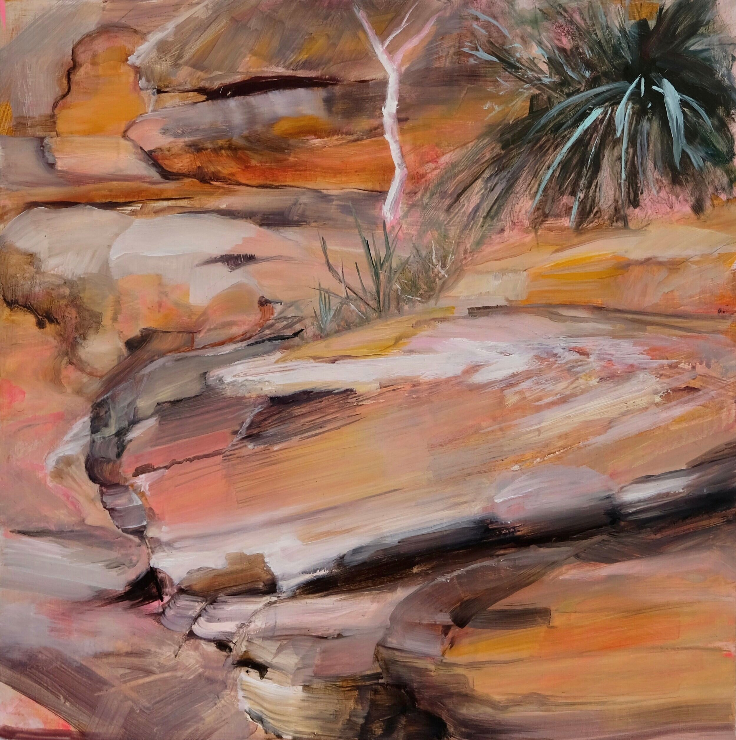 Seam (Royal National Park series) 2021 acrylic and oil on board 30 x 30cm