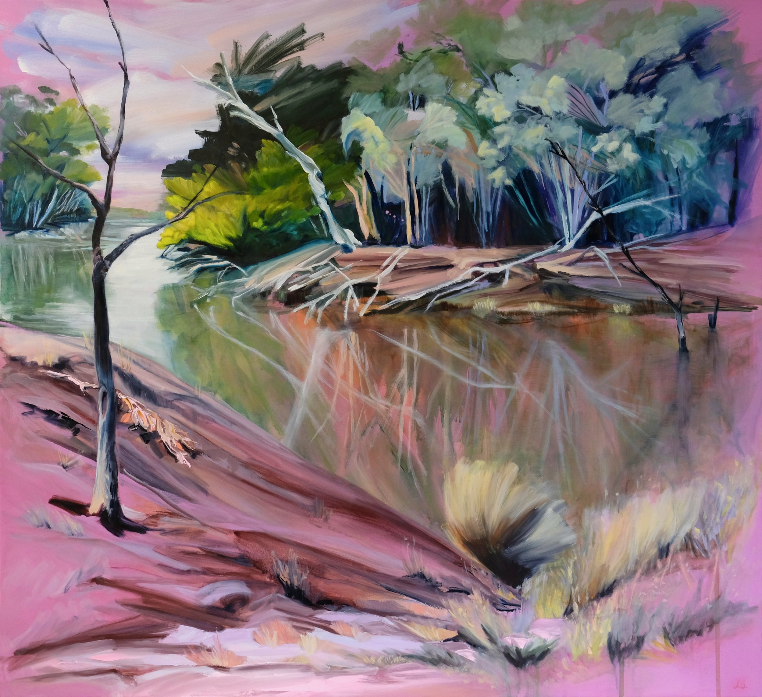 Murrumbidgee Song 2021 oil on polyester canvas 122 x 112cm